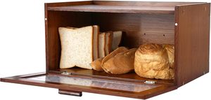 Boîte à pain moderne en bois pour plan de travail de cuisine |   Corbeille de rangement pliable et écologique pour le pain, les pâtisseries et les produits de boulangerie - Product Image 5