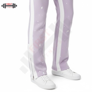 ชุดเสื้อมีฮู้ดแบบสวมหัวและกางเกงขาบานสำหรับผู้ชายระบายอากาศได้ดีชุดวอร์มผ้าคอตตอนขนแกะ100% แอซิดแบบเย็บปัก - Product Image 3