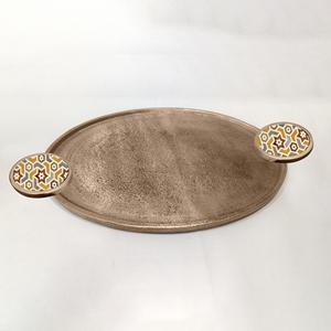 Modern Aluminium Copper Plated Luxury Wedding Decorative Rectangle Shape 2pcs Serving <b>Trays</b> <b>Enamel</b> Printed Handles Customized - Product Image 4