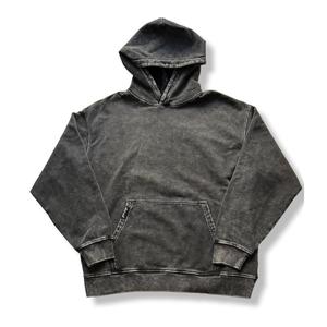 New Deal <b>Trendy</b> Vintage Custom French Terry <b>Hoodie</b> Heavyweight Acid Washed Grey Embroidery Wash <b>Hoodie</b> for Men - Product Image 4