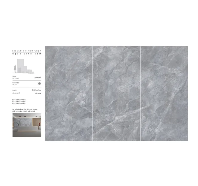 Tile Sintered Stone Sliver Tripod Grey 1200*2400*9 granite bathroom tiles wall panels wall interior