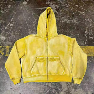 Sudadera con Capucha Estilo Urbano, Lavado Ácido, Cierre Completo, Gruesa, Holgada, con Logotipo Serigrafiado - Product Image 2