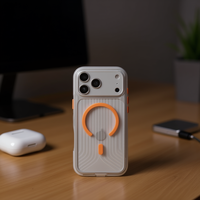 Étui officiel IP 16 PRO compatible avec lanière magnétique en TPU+PC à texture gaufrée transparente et lumineuse avec anneau et sangle