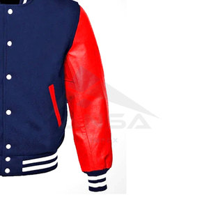 Chaqueta Universitaria Roja y Azul Estilo Béisbol para Hombre con Diseño de Dos Tonos, Cierre Clásico con Botones a Presión y Ajuste Cómodo - Product Image 3