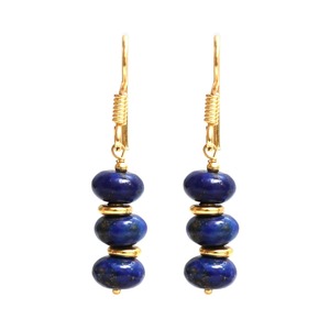 Boucles d'oreilles pendantes Lapis Lazuli Design plaqué or fait à la main avec des perles d'espacement Bijoux élégants en pierres précieuses d'un bleu profond pour femmes - Product Image 6