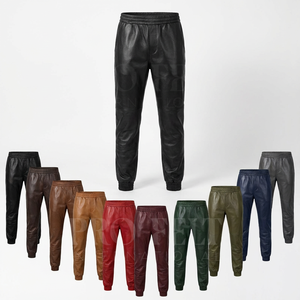 Pantalones de Piel de Alta Calidad Pro Felt para Hombre y Mujer, de Piel de Cordero, Pierna Ajustada, Cintura Elástica de Altura Media, Puños en los Tobillos, Estilo Vintage - Product Image 1