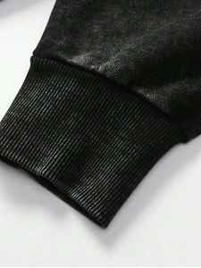 เสื้อฮู้ดไซส์ใหญ่พิเศษสำหรับผู้ชายผ้าปะติดแบบ3D ฟอกสีกรดสีทูโทนสำหรับผู้ชาย - Product Image 6