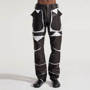 Vêtements d'hiver élégants imprimés avec logo personnalisé pour hommes, pantalons superposables Zipp Up, pantalons tendance en cuir empilés pour hommes - Product Image 1