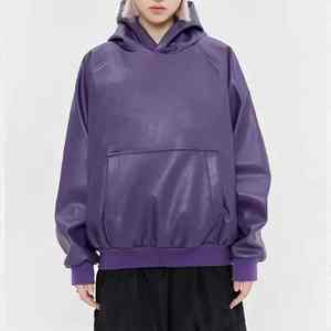 เสื้อฮู้ดดี้คอตั้งหนังแท้คุณภาพสูง 100% สำหรับฤดูหนาว แบบยูนิเซ็กซ์ สีพื้น พิมพ์ลายดิจิทัล ทรงโอเวอร์ไซส์ - Product Image 6