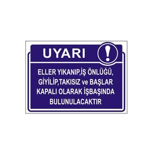 Safety Product Signage for Duty Requires Hands Washing <b>Work</b> <b>Aprons</b> Covers Heads No Jewelry Worn - Product Image 1