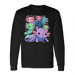 Camiseta de Manga Larga con Estampado Digital de Ajolotes Kawaii, Unisex para Adultos, Cuello Redondo, Promocional - Product Image 2