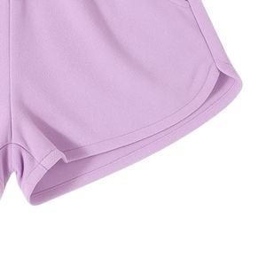 Shorts de sport pour femmes en lavande avec taille élastique et cordon de serrage, tissu doux, course à pied, gym, fitness, décontracté, vêtements d'été - Product Image 4