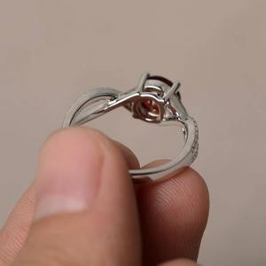 แหวนแต่งงานเงิน925วินเทจพร้อมโกเมนธรรมชาติตัดเป็นวงแหวนพลอยสีแดงสำหรับการหมั้นหรือของขวัญ - Product Image 5