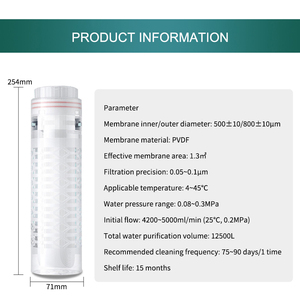 Cartouche de membrane d'ultrafiltration de charbon actif PVDF pour le camp de traitement de purificateur à grand débit élément filtrant UF - Product Image 2