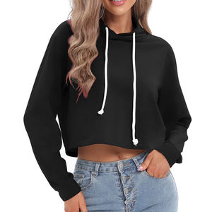 Ropa al aire libre de manga larga de invierno cálido mujeres Crop Top Sudadera con capucha de bajo precio Material de la marca respetuoso con el medio ambiente mujeres Crop Top Sudadera con capucha - Product Image 3