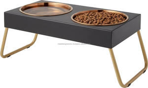 Bols en cuivre surélevés en acier inoxydable Support double pour chiens de grande et moyenne taille Mangeoires en métal pour chiens K/D - Product Image 2