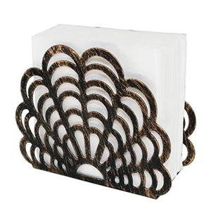 Superior Quality Gold Metal <b>Napkin</b> Holder With Wooden Base Elegant Hollow Leaf Pattern Tissue <b>Dispenser</b> For Table And Home Decor - Product Image 3