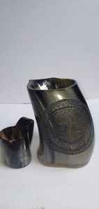 Custom Made with Geometric Designed Engraving Drinking Horn Glasses Ideal for Mead Stores and Wine Stores for Resale - Product Image 6