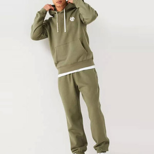 Ensembles deux pièces à manches longues pour hommes les plus vendus avec logo personnalisé survêtements à motif solide confortable et respirant 100% coton - Product Image 1