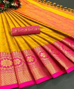 Nouveau look de créateur Saree en soie d'art avec chemisier Vêtements pour femmes indiennes Sari Pas cher Prix bas Vente en gros Surat Apparel - Product Image 3