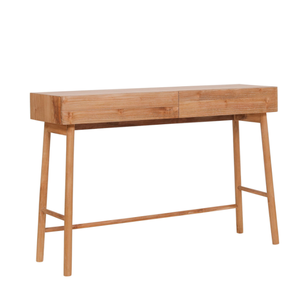 Table console en teck massif avec deux tiroirs et un rangement élégant pour le couloir et le salon - Product Image 2