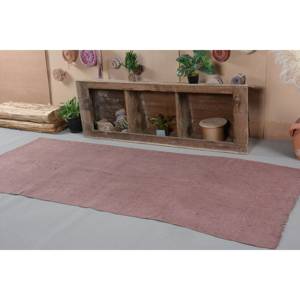 Alfombra turca Vintage moderna de 3,8x9,5 pies, forro de látex de lana hecho a mano púrpura, diseño de retazos rectangulares grandes, Tabriz, recién llegado - Product Image 4