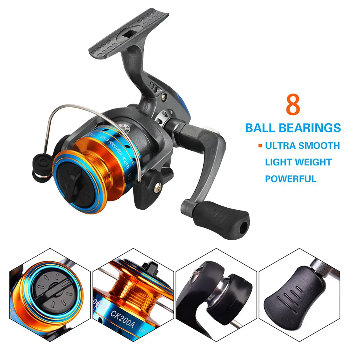 Hot Selling Quality Outdoor 1.7M Iure Rod Set Fishing Rod And CK200 Fishing Reel Line Fishing Tool Combo