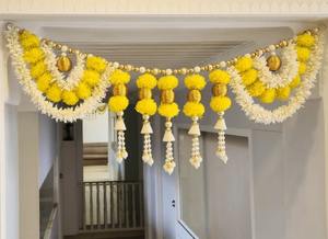 Marigold Jasmine puerta colgante Toran Haldi Sangeet telones de fondo Bandhanwar Mandap templo Galungan Nowruz puerta decorativa Diwali - Product Image 2