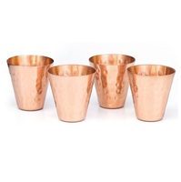 Ensemble de 4 pièces verre à liqueur en cuivre de couleur or rose martelé pour l'utilisation de bar d'hôtel à boire de bière de vin