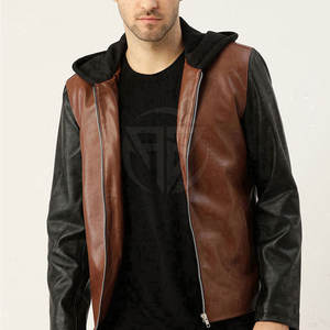 Sweat à capuche en cuir d'hiver élégant pour homme avec capuche réglable, design écologique et léger, sensation de luxe, confortable à porter - Product Image 3