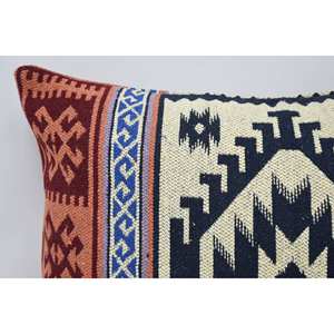 Navy Blue 20x28 Inch Wool <b>Pillow</b> Traditional Geometric Pattern Woven Embroidered Printed <b>Waterproof</b> Vintage Christmas Style - Product Image 2