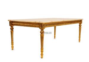 Mesa de Centro Rectangular de Lujo con Tapa de Mármol Crema Premium y Marco con Acabado en Hoja de Oro Completa para Decoración Clásica - Product Image 2