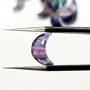 Multi Fluorite Faceted Crescent <b>Moon</b> Shape Gemstone Jewelry Making 12mm Loose Hand Carved Fluorite Carving <b>Moons</b> Briolette Beads - Product Image 5