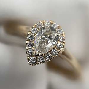 1.55 CTW Pear Lab แหวนหมั้นเติบโตขึ้นได้รับการรับรอง IGI แหวนบังเหียนแหวนฮาโลวินเทจเครื่องประดับเพชร CVD สำหรับงานแต่งงาน - Product Image 2