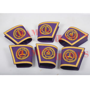 Manchons maçonniques sur mesure brodés à la main avec des paillettes dorées, aimantés, vente en gros de régalia, gauntlets pour uniformes de cérémonie - Product Image 4