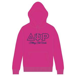 Sudadera con capucha de algodón Poly Pink Delta Psi Rho Sorority, ropa de vida griega, ropa informal suave y cómoda - Product Image 3