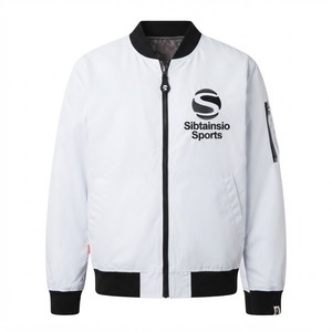 Chaqueta Bomber Blanca Personalizada con Ribete Negro, Chaqueta Universitaria Vintage de Dos Colores, Chaqueta de Béisbol de Alta Calidad para Otoño e Invierno - Product Image 2