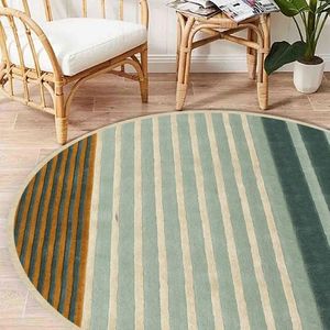 Alfombra hecha a mano para el hogar con material de lana, alfombra moderna geométrica redonda - Product Image 4