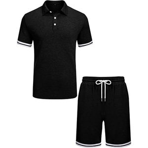 Conjunto informal de entrenamiento para hombre, camiseta y pantalones cortos con corte atlético, perfecto para ejercicio físico o ropa de fin de semana - Product Image 1