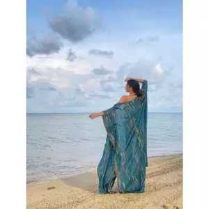 ชุดกิโมโนผ้าเรยอนมัดย้อมสวยสำหรับผู้หญิงชุดคลุมยาวถึงพื้นแขนยาวสำหรับวันหยุดฤดูร้อนผ้าทอสไตล์โบฮีเมียนชายหาดระบายอากาศได้ - Product Image 5