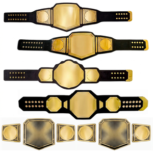 Custom Championship Wrestling Belt Red Genuine Leather Gold Plated Metal Plates Personalized Award Belt - Product Image 5