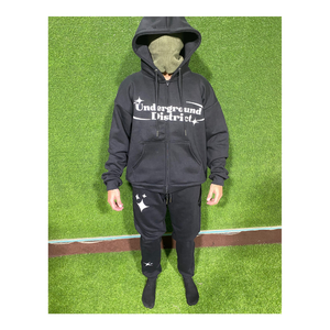 Trajes de sudor con cremallera y capucha de algodón 100%, chándales estampados en 3D de alta calidad, nuevo conjunto de 2 piezas transpirable con estilo - Product Image 1