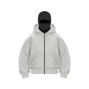 Sweat à capuche cagoule pour homme 100% coton épais avec fermeture à glissière à double capuche et épaule tombante pour les froides journées d'hiver et personnalisé - Product Image 6