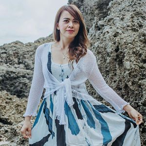 Ropa de mujer Ocean Breeze Knit Shrug Exclusivo Bali IKAT Tamaño libre Cubrir para noches vestidas Beach Party Club Wear Style - Product Image 1