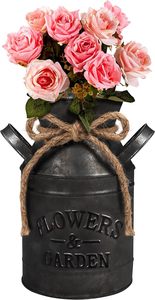Florero de metal plateado de diseño vintage de la mejor calidad Florero de piso de tamaño mediano Artículo decorativo superior de color negro - Product Image 3