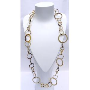 Collier long en acrylique pour femmes, style vintage très demandé, couleur ambre écaille de tortue, forme de plaque en corne de bœuf, chaîne à maillons - Product Image 4