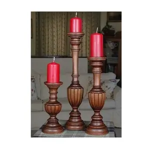 Округленные повернувленные колонны в стиле кантри праздный подарок для свадьбы винтажные Деревянные Подсвечники ручной работы пара из 3 штук
