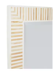 Miroir mural incrusté d'os artisanal Design floral élégant pour des intérieurs sophistiqués par l'artisanat du croissant - Product Image 2