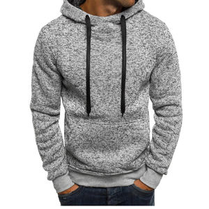 Sudadera informal de invierno para hombre, mezcla de poliéster suave/forro polar de algodón, sudaderas bordadas y teñidas lisas, MOQ 2 uds. - Product Image 2