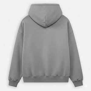 2026 Hotselling Custom Logo <b>Men's</b> Heavyweight Solid <b>Grey</b> Winter Anti-Pilling 100% Cotton Lined Oversized Pullover Hoodie - Product Image 2